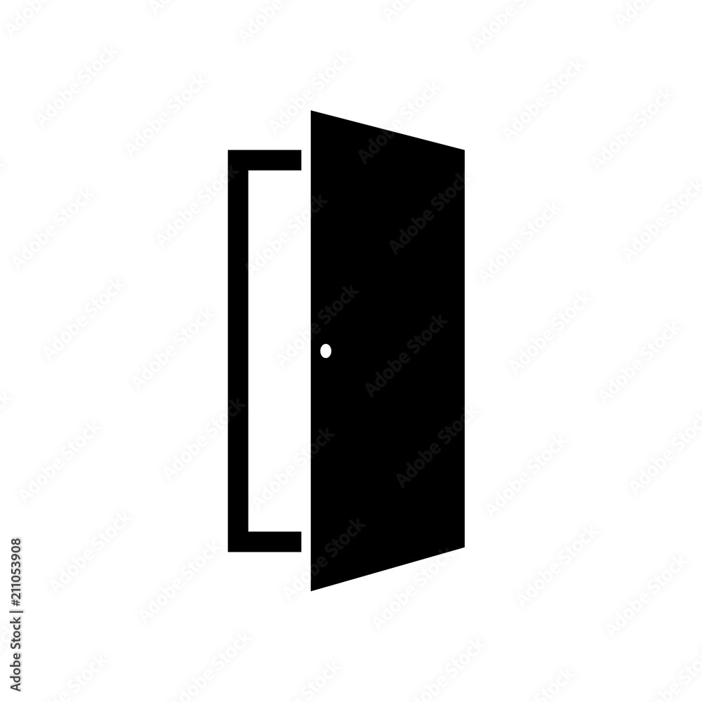 Door icon in style fashionable flat, isolated on white background. An open door symbol for your website design, logo, application, user interface. Vector illustration Door icon in style fashionable flat, isolated on white background. An open door symbol for your website design, logo, application, user interface. Vector illustration