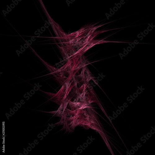 Spiky Red - Fractal Flame. Has red and pink spiky and webbed pattern. Black background.