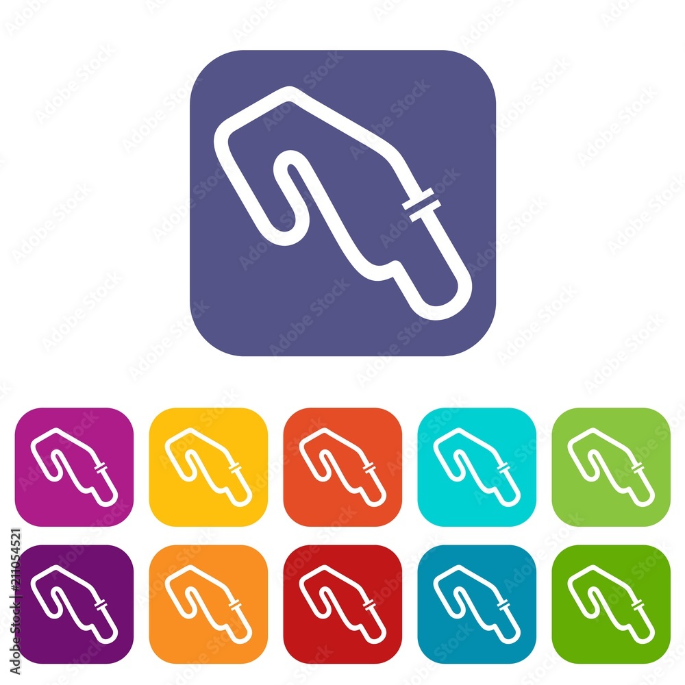 Race circuit icons set vector illustration in flat style in colors red, blue, green, and other Race circuit icons set vector illustration in flat style in colors red, blue, green, and other