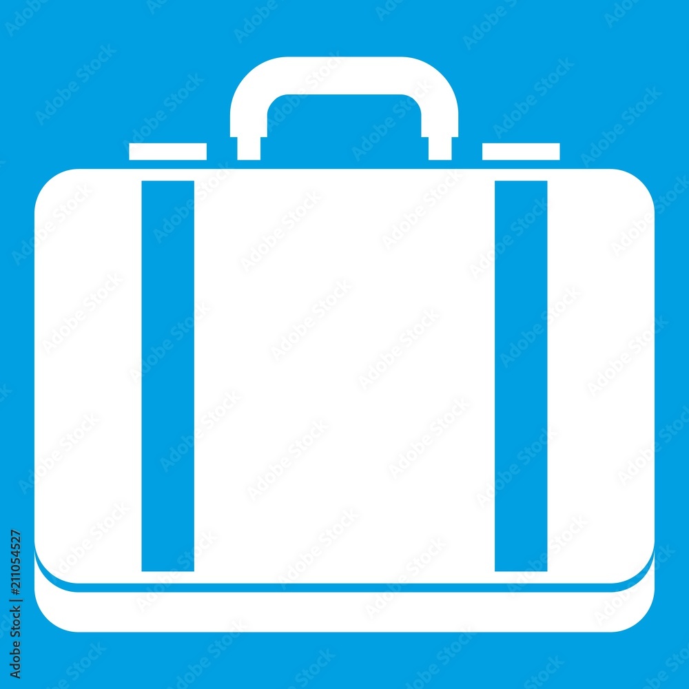 Obraz premium Suitcase icon white isolated on blue background vector illustration