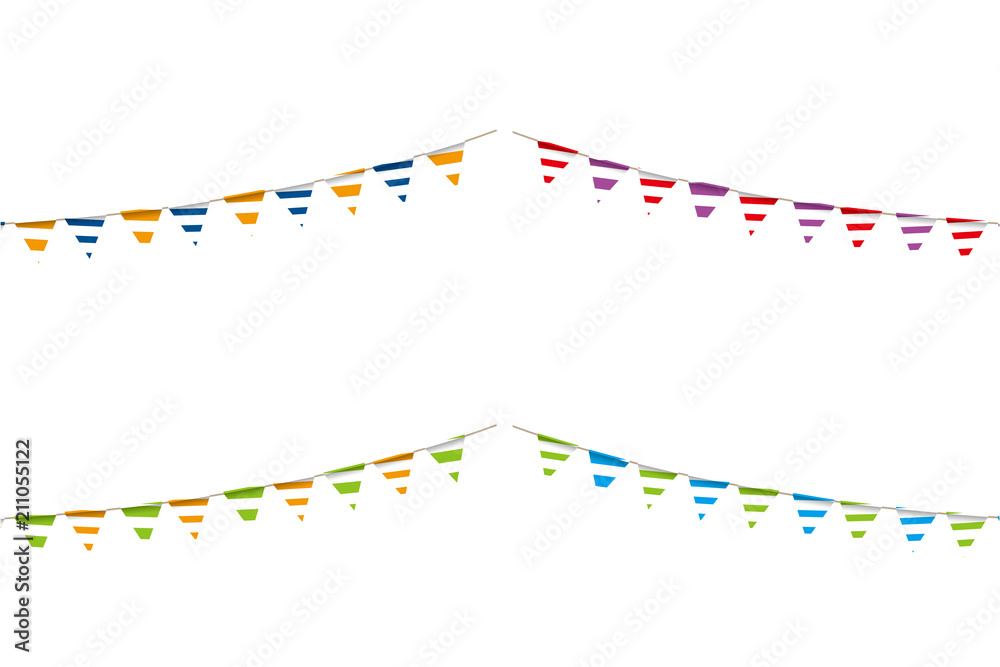 イラスト素材 ボーダー柄のガーランド パーティーフラッグ 三角旗 ベクターデータ Stock Vector Adobe Stock