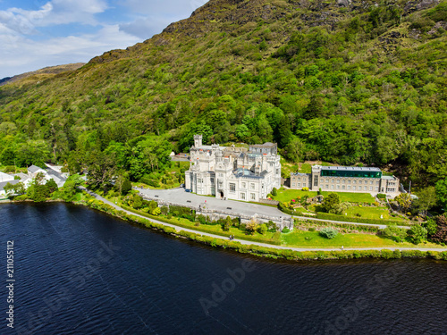 Kylemore Abbey, a Benedictine monastery founded on the grounds of Kylemore Castle, in Connemara, Ireland photo