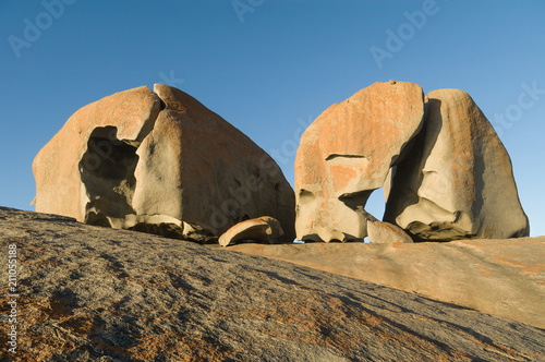 Shortly before sunset, the view of some of the rocks at Remarkable Rocks, Flinders Chase National Park, Kangaroo Island, Australia.