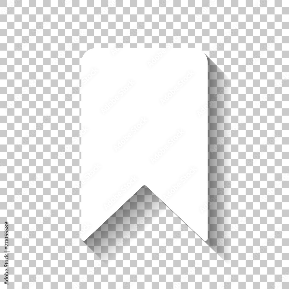simple bookmark icon. White icon with shadow on transparent back Stock