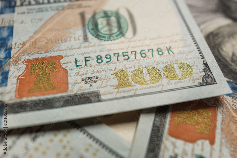 Obraz premium American Dollars Cash Money. One Hundred Dollar Banknotes.