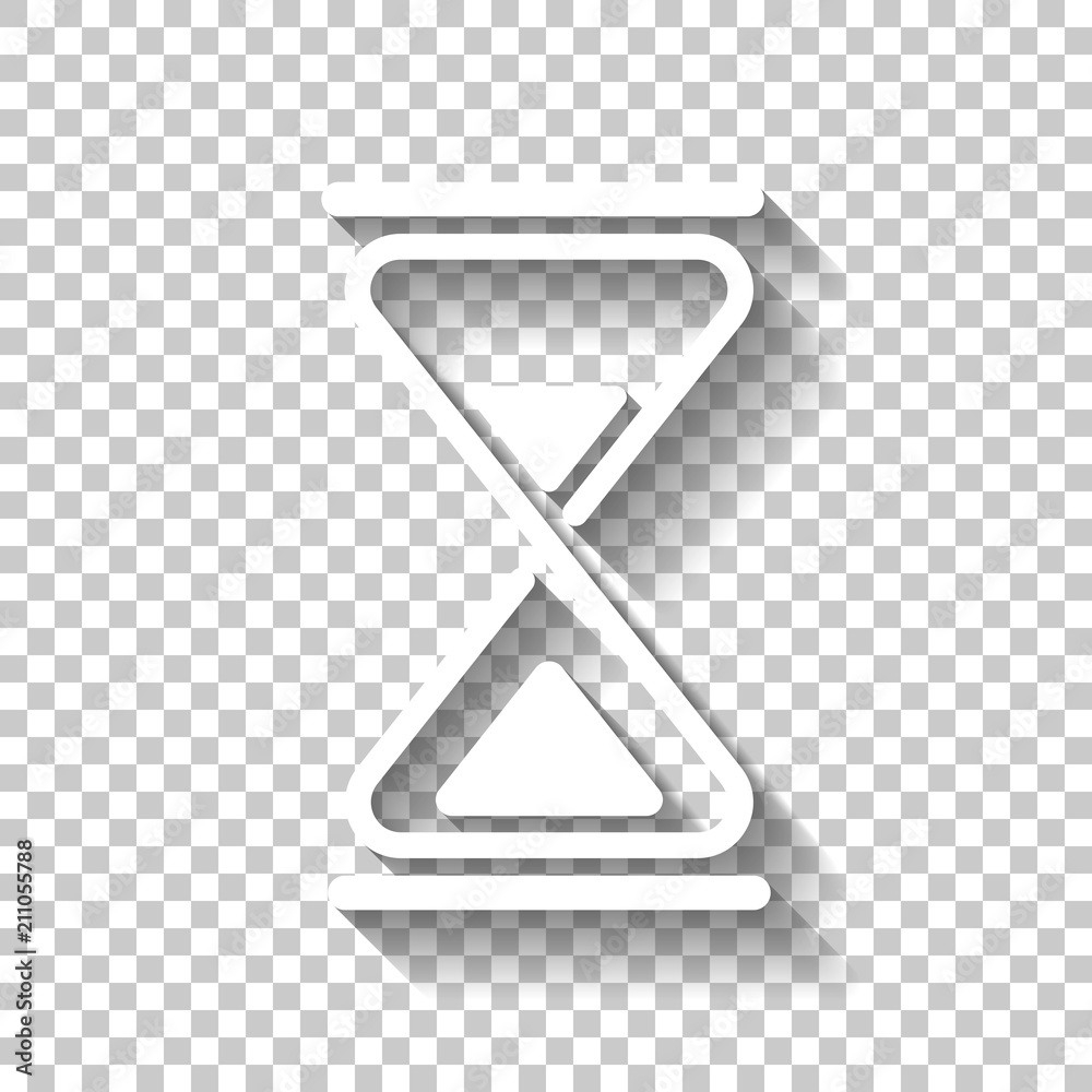 hourglass, simple icon. White icon with shadow on transparent ba - obrazy, fototapety, plakaty 
