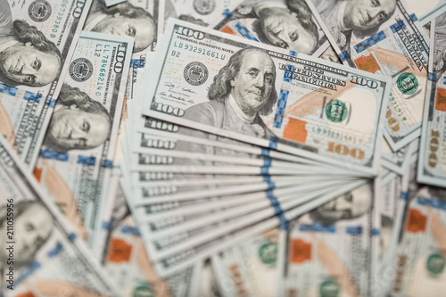 Wallpaper Mural One Hundred Dollar Banknotes. Dollars Closeup Concept. Torontodigital.ca