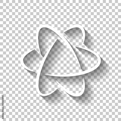 scientific atom symbol, logo, simple icon. White icon with shado photo