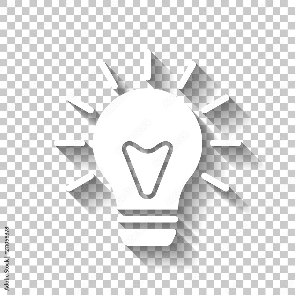 old bulb with light. simple single icon. White icon with shadow Stock  Vector | Adobe Stock