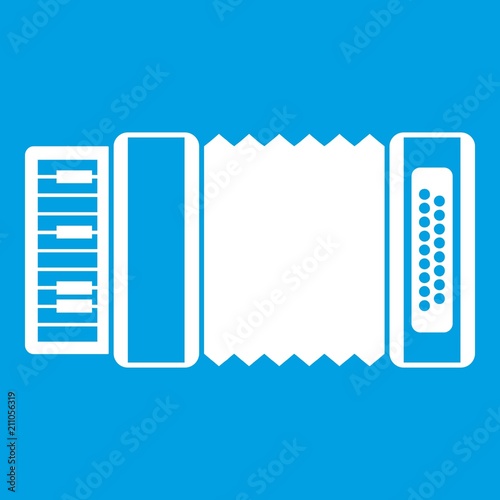 Accordion icon white isolated on blue background vector illustration