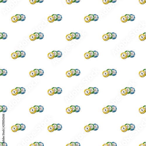 Wallpaper Mural Colorful casino tokens pattern seamless repeat in cartoon style vector illustration Torontodigital.ca