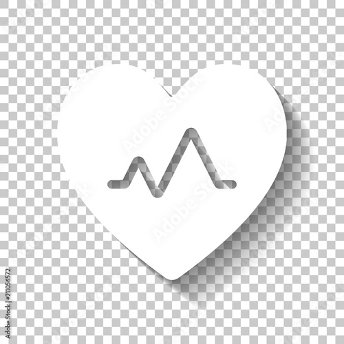 cardiac pulse. heart and pulse line. simple single icon. White i