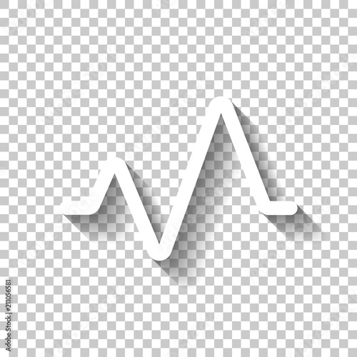 cardiac pulse line. simple single icon. one line style. White ic