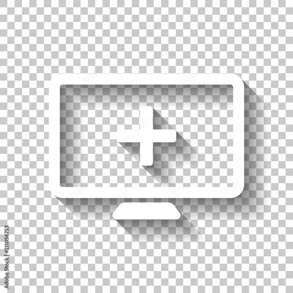 Fototapeta premium computer and medical cross, medical site. simple icon. White ico