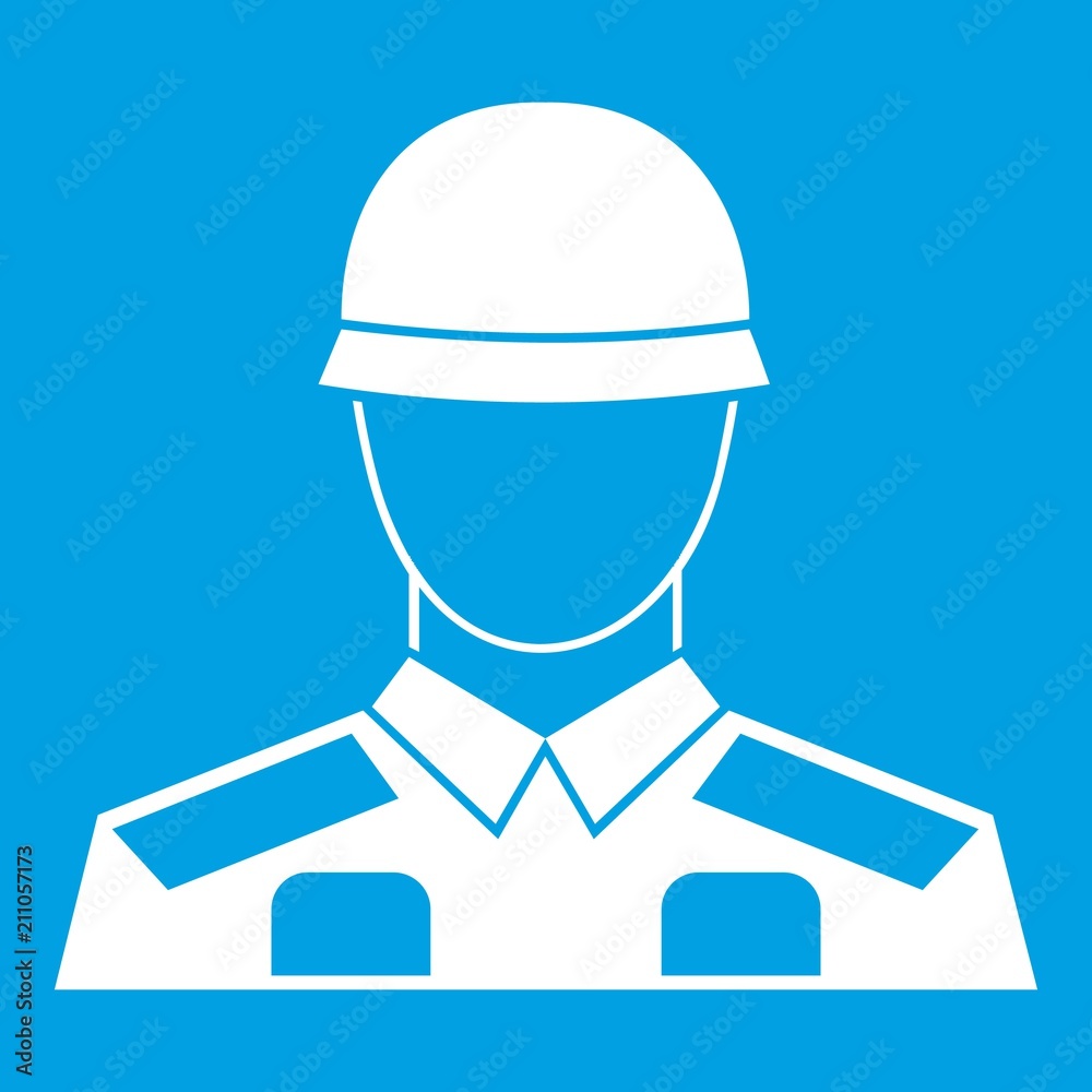 Soldier icon white isolated on blue background vector illustration Soldier icon white isolated on blue background vector illustration