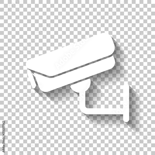 Security camera. Technology icon. White icon with shadow on tran