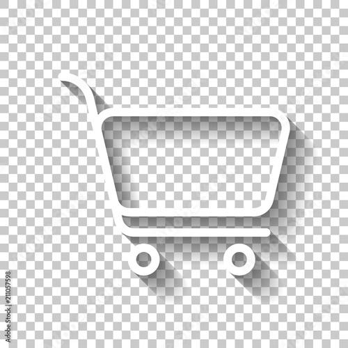 Shopping cart icon. Simple linear icon with thin outline. White Fototapeta