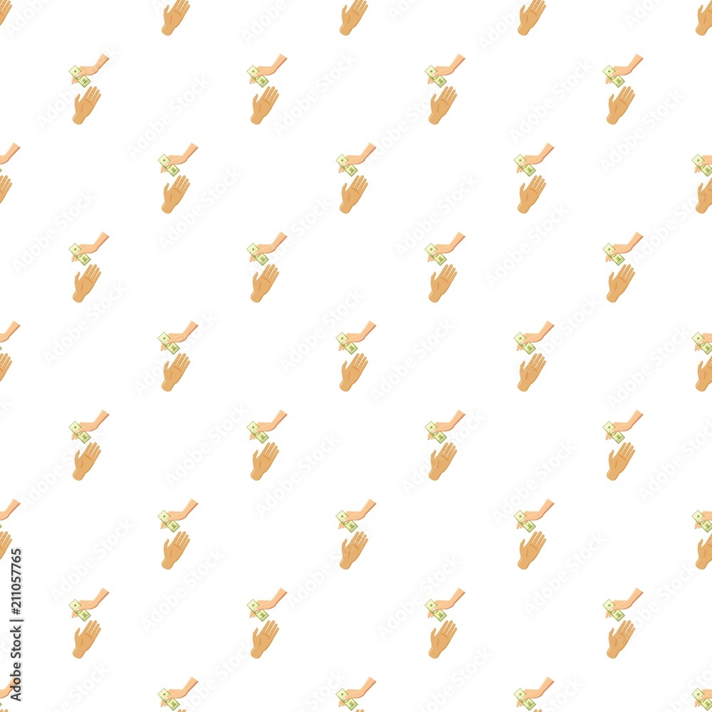 Fototapeta premium Hand giving money pattern seamless repeat in cartoon style vector illustration