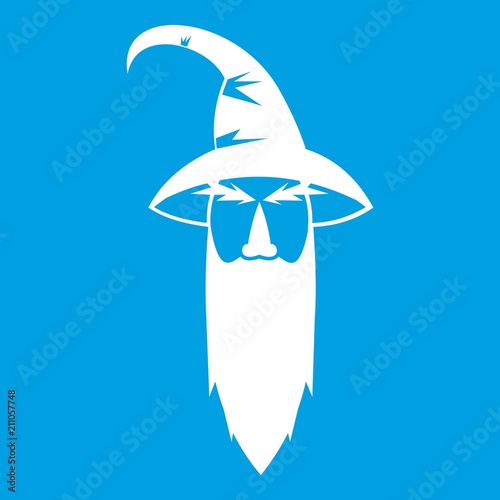 Wizard icon white isolated on blue background vector illustration