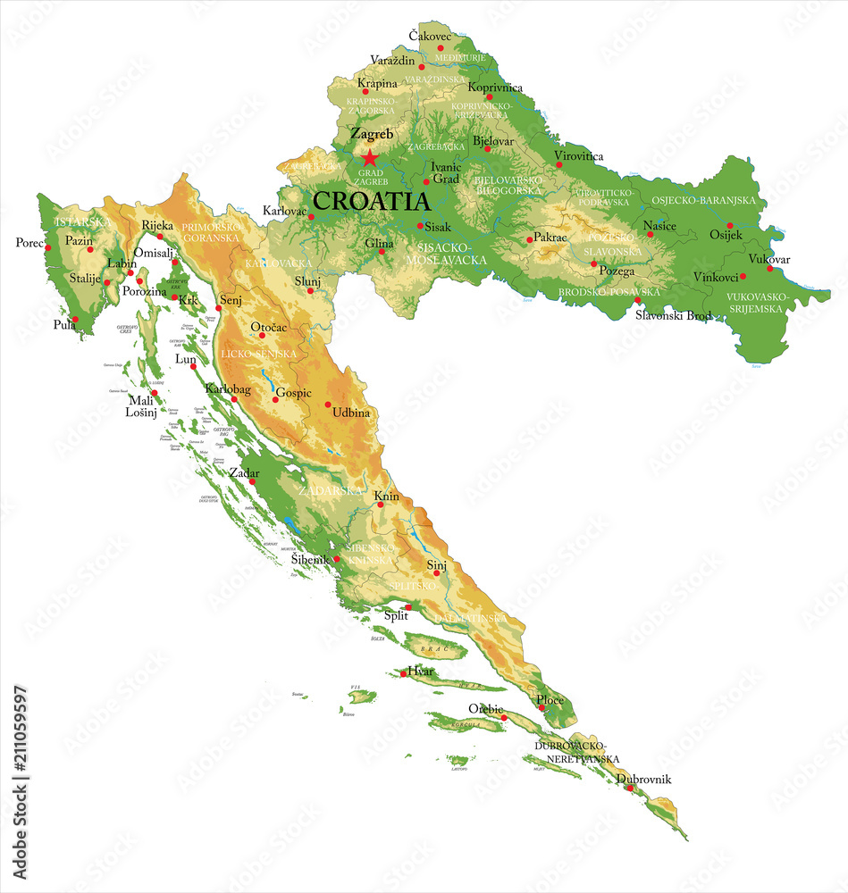 Croatia physical map