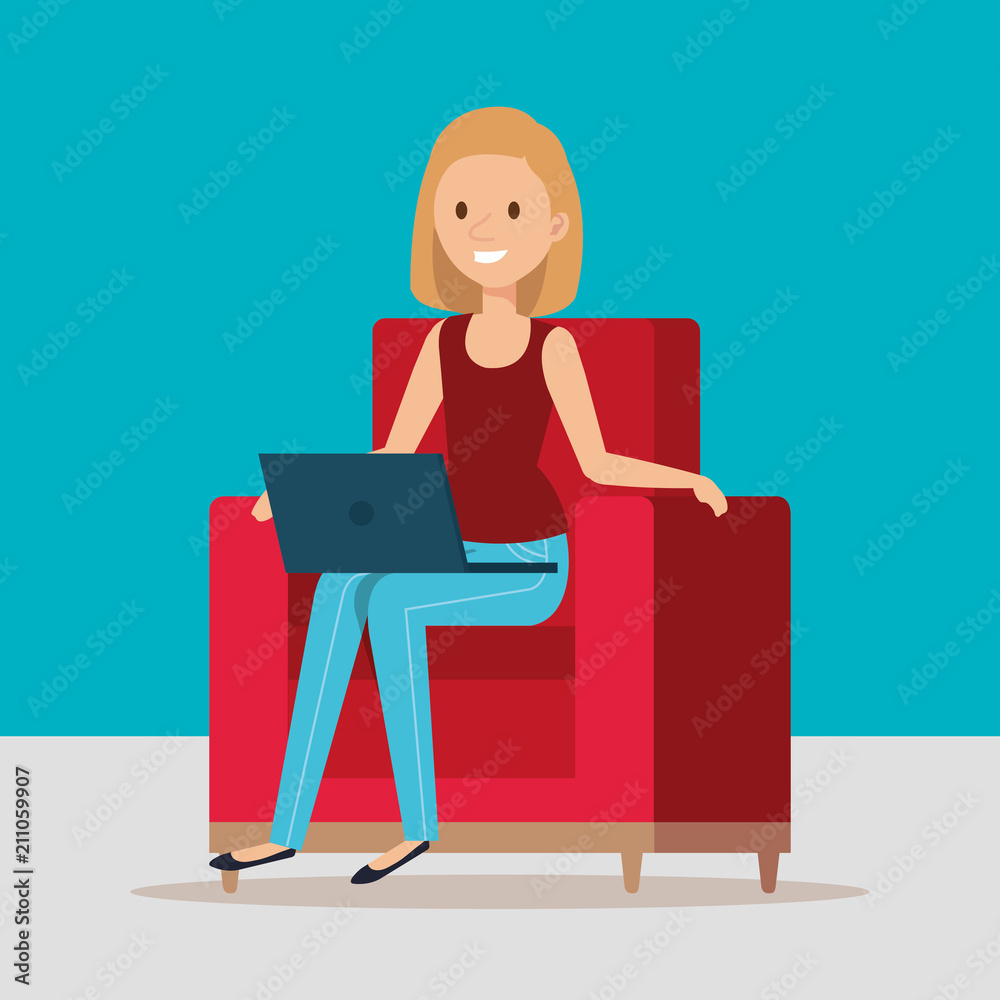 young woman in the sofa character vector illustration design young woman in the sofa character vector illustration design