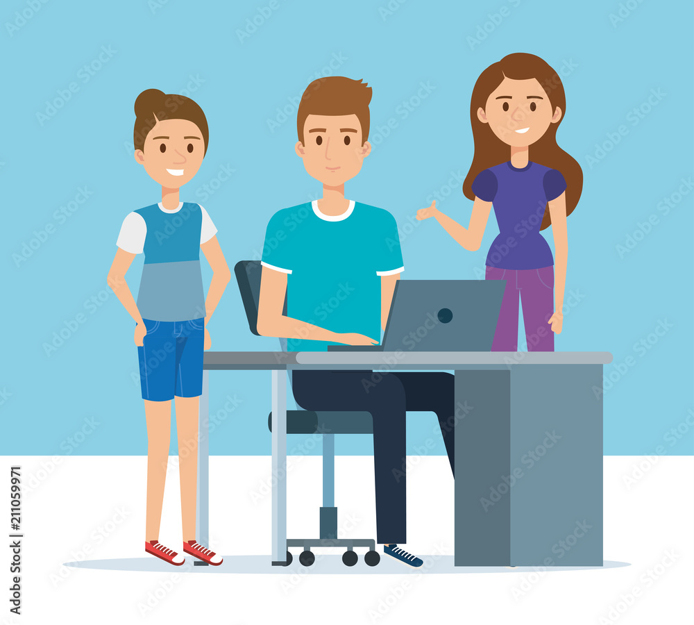 group of young people in the workplace avatars vector illustration design group of young people in the workplace avatars vector illustration design