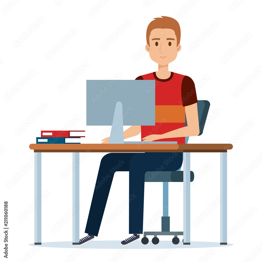 young man in the workplace avatar character vector illustration design young man in the workplace avatar character vector illustration design