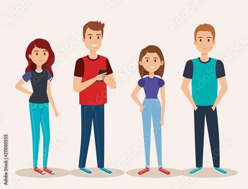 group of young people avatars vector illustration design