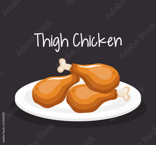 delicious thigh chicken fast food vector illustration design