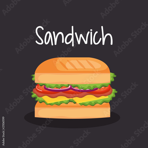 Fototapeta Naklejka Na Ścianę i Meble -  delicious sandwich fast food vector illustration design