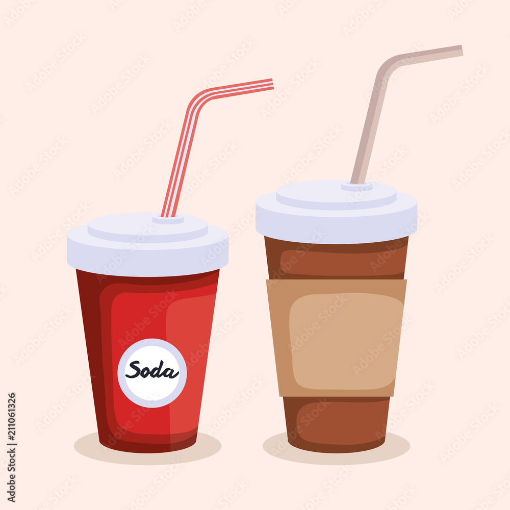 soda and coffee in plastic container vector illustration design soda and coffee in plastic container vector illustration design