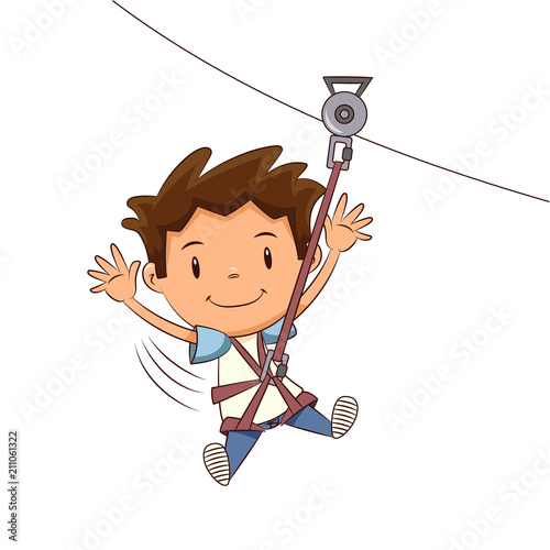 Child ziplining 