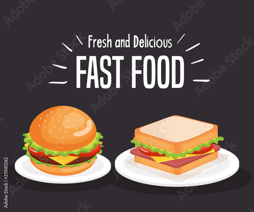 delicious fast food icons vector illustration design