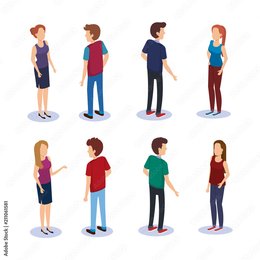 persons group isometric avatars vector illustration design