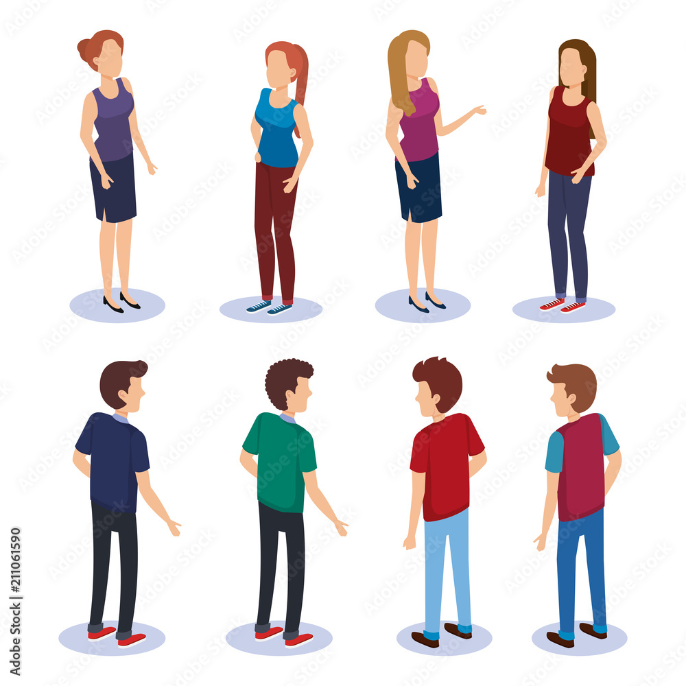 Obraz premium persons group isometric avatars vector illustration design
