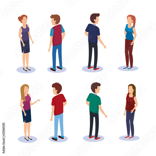 persons group isometric avatars vector illustration design © Gstudio