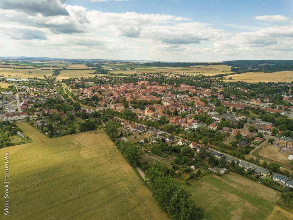 The city of Osterwieck from above ( Harz region, Saxony-Anhalt / Germany ) 