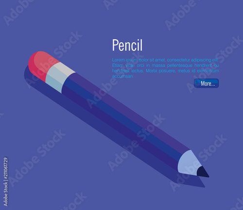 pencil school isometric icon vector illustration design