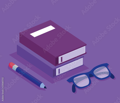 education set isometric icons design