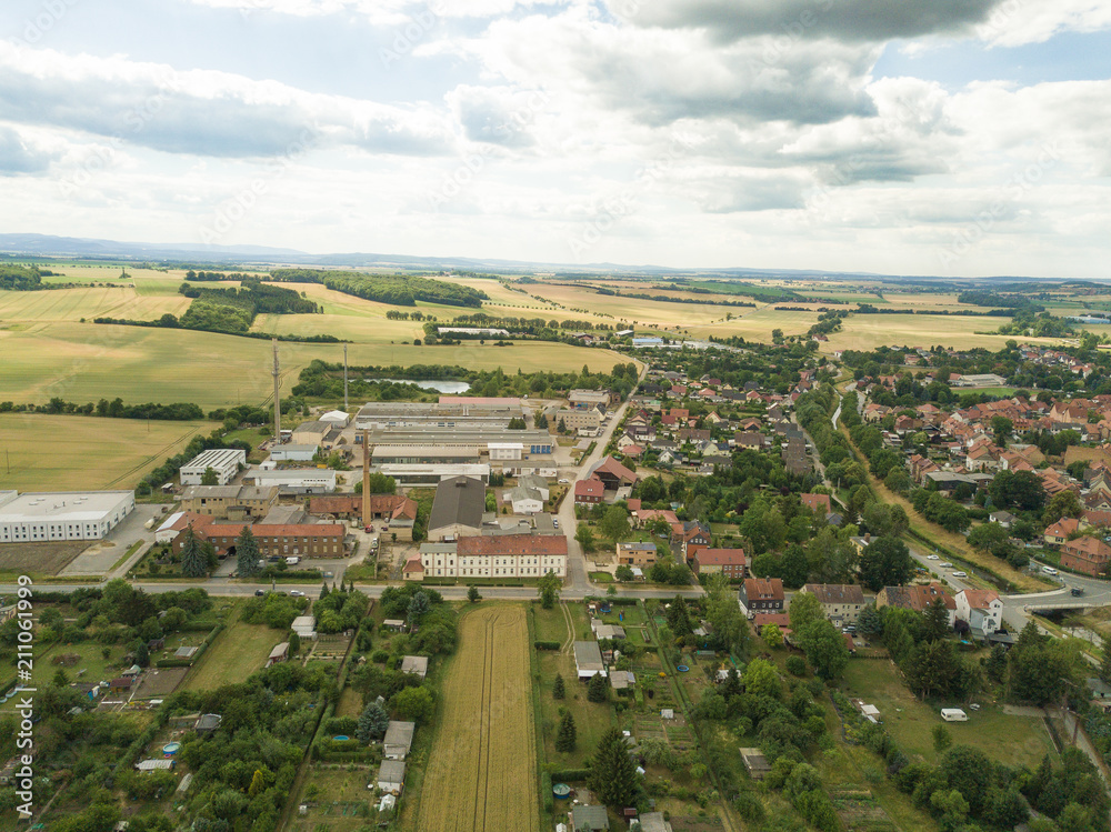 The city of Osterwieck from above ( Harz region, Saxony-Anhalt / Germany ) 