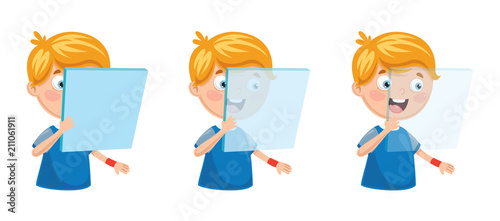 Vector Illustration Of Kid Holding Glass