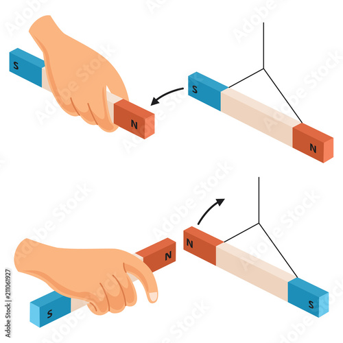 Vector Illustration Of Hand Magnet
