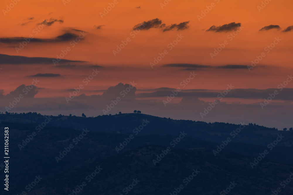 Amazing Sunset Panorama of Ograzhden Mountain, Blagoevgrad Region, Bulgaria Amazing Sunset Panorama of Ograzhden Mountain, Blagoevgrad Region, Bulgaria