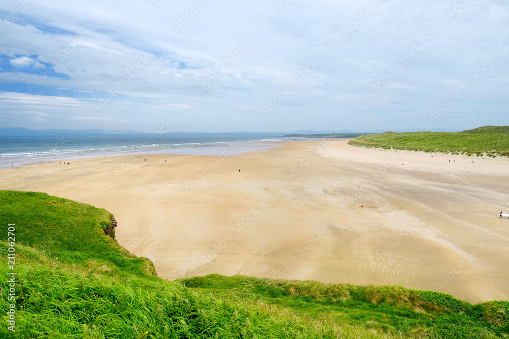 Spectacular Tullan Strand, one of Donegal's renowned surf beaches, framed by a scenic back drop provided by the Sligo-Leitrim Mountains