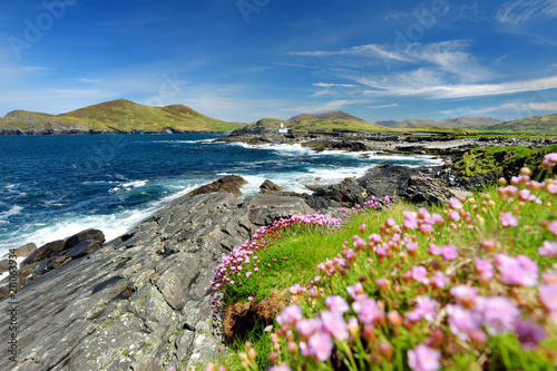 Beautiful view of Valentia Island Lighthouse at Cromwell Point. Locations worth visiting on the Wild Atlantic Way. photo