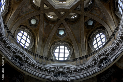 Turin  Piedmont  Italy - Detail of dome interior of Saint Lawrence s church - Royal church