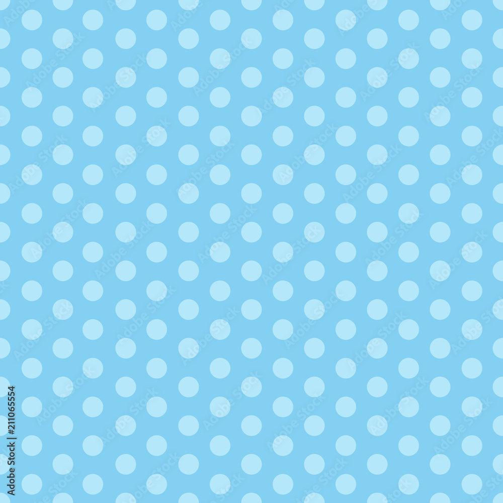 Blue seamless pattern with polka dots. Illustration for a boy at a baby shower party. Background for greeting or invitation cards.
