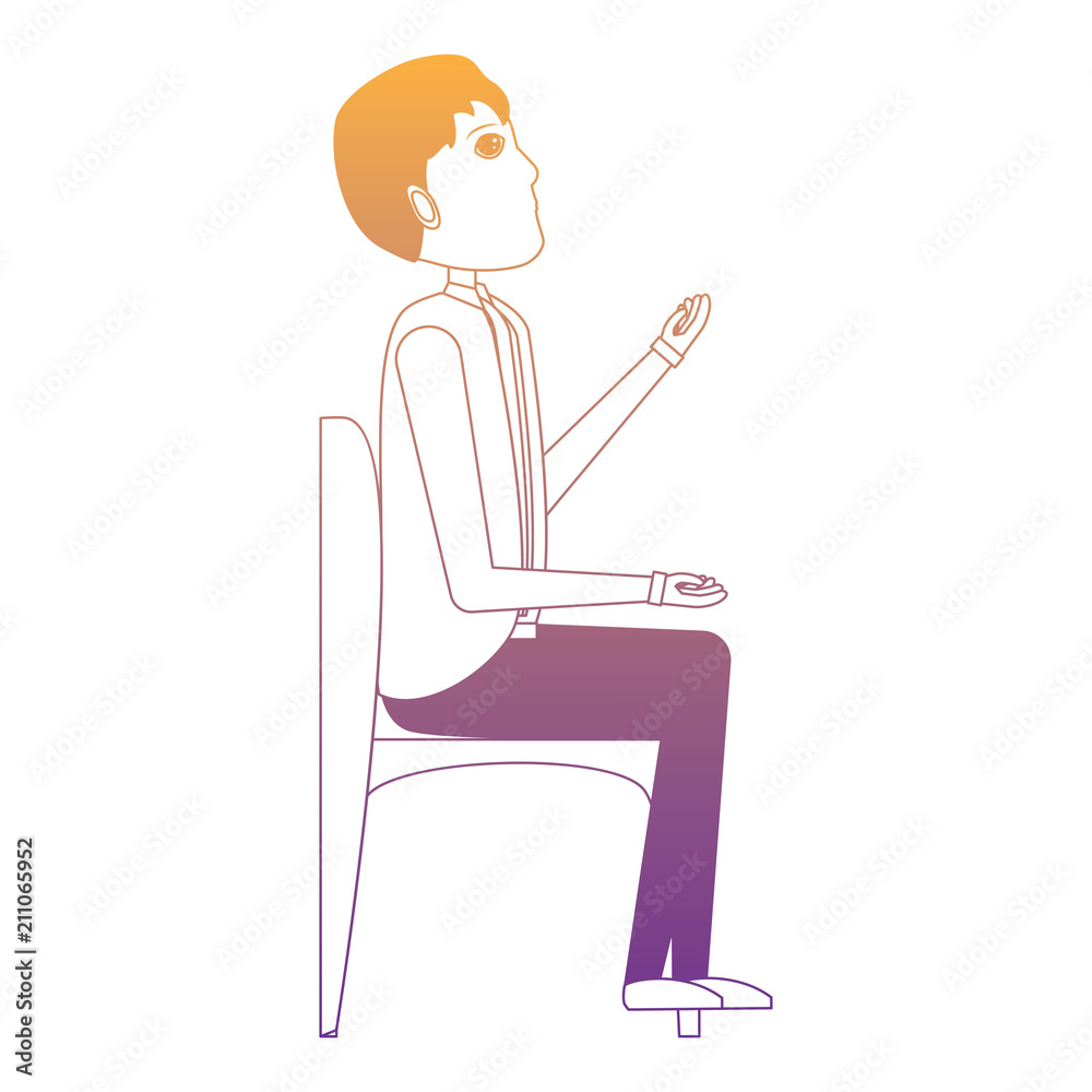 businessman sitting on a chair over white background, vector illustration
