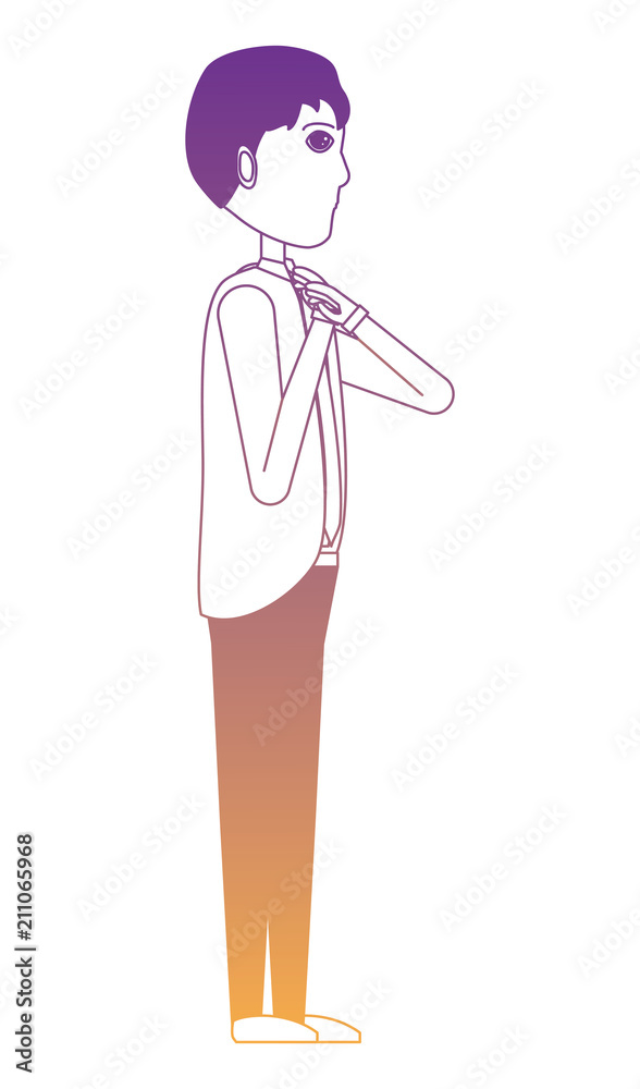 businessman standing and adjusting his tie over white background, vector illustration businessman standing and adjusting his tie over white background, vector illustration
