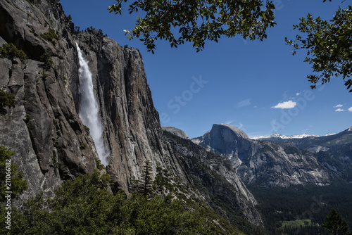 Upper Yosemite Falls and Half Dome, Yosemite Falls trail, Yosemite National Park, California